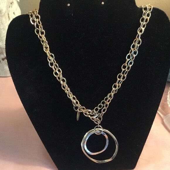 Goldtone Link Necklace and Pendant - Picture 1 of 4